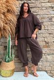 Prairie Pintuck Cotton Smock Chocolate